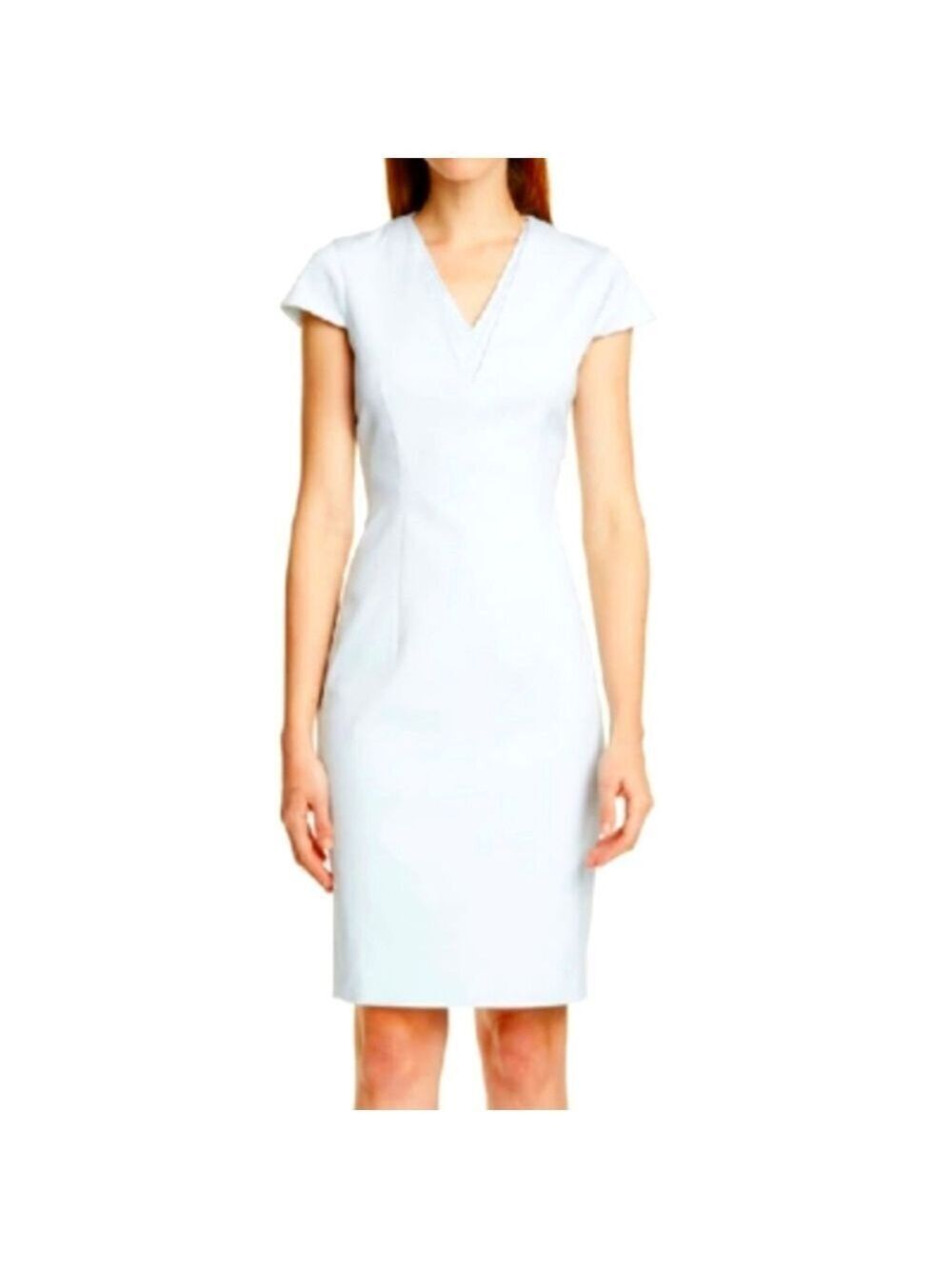 Ted Baker Kloee V Neck Pencil Dress in Light Blue, Size 4